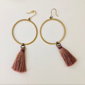 2” dangle hoops with mauve tassels